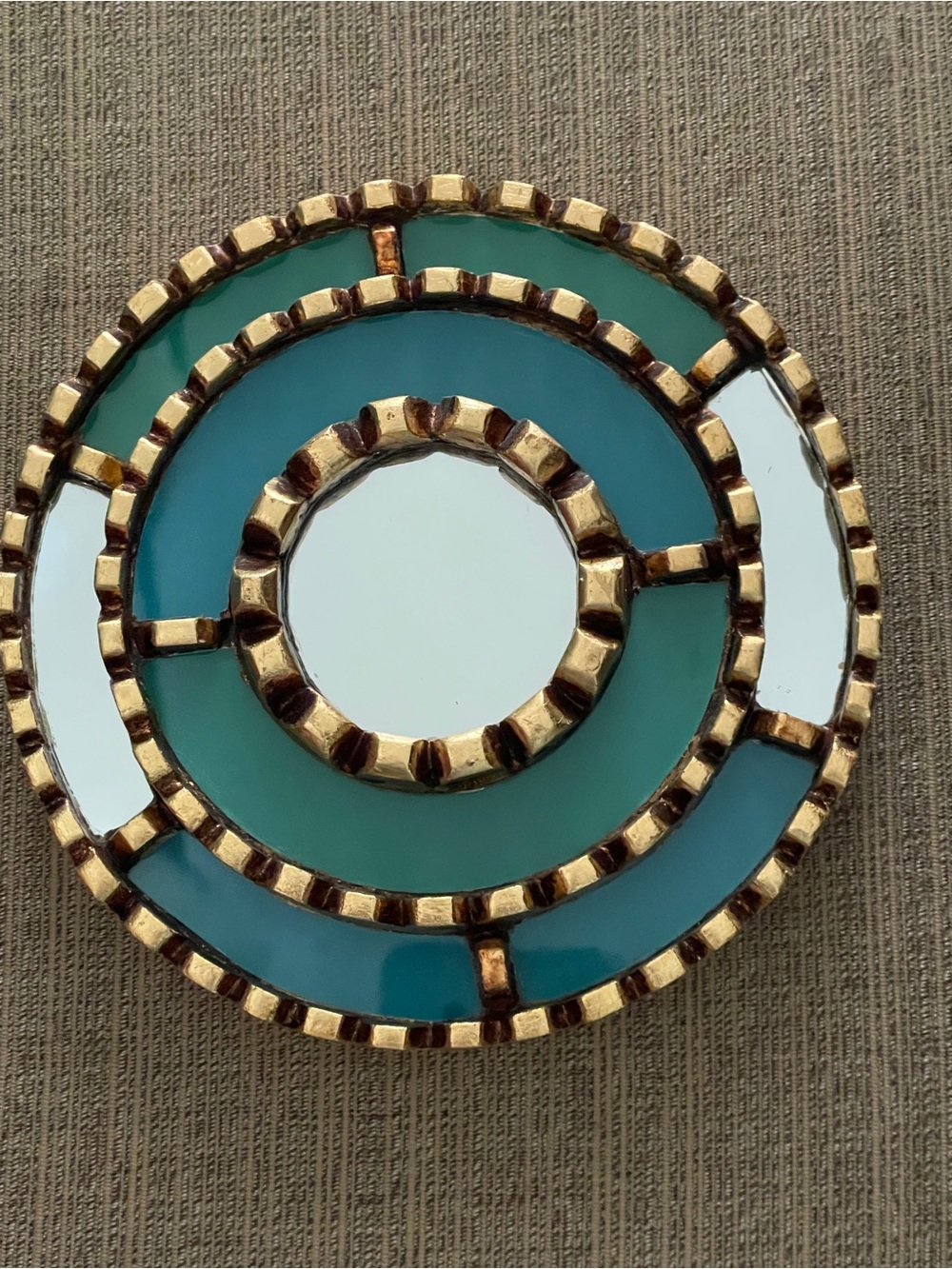 NEW Westelm Peruvian Small 6.5” Dia Wall Decor Wooden Mirror